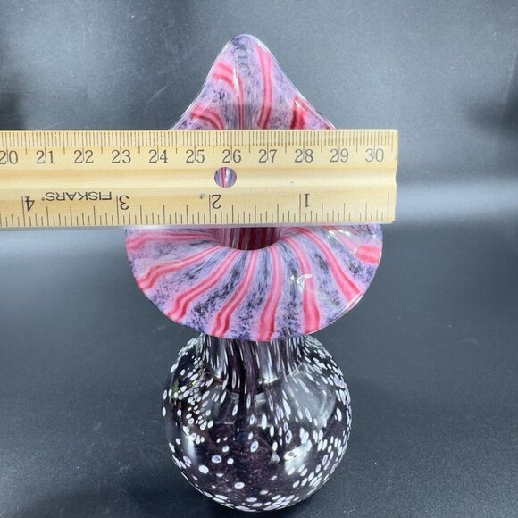 Vintage Hand Blown Art Glass Vase Jack In Pulpit Hand Made Studio Glass Vase VTG - Picture 9 of 16